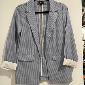 White Pinstripe Blue Blazer